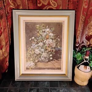 20x24 Renoir Spring Bouquet Vintage Lithograph w/ Custom Frame 1988 Floral Art